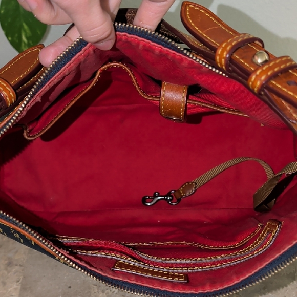 Dooney & Bourke Dark Blue and Brown Leather Shoulder Bag - Picture 12 of 15